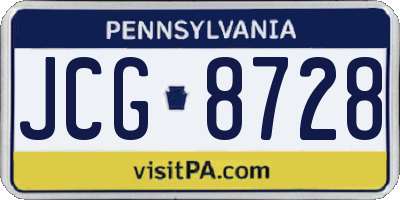 PA license plate JCG8728