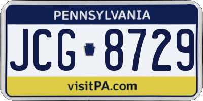 PA license plate JCG8729