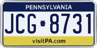 PA license plate JCG8731