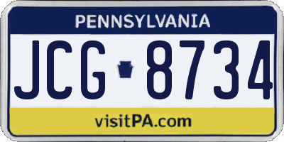 PA license plate JCG8734