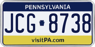 PA license plate JCG8738