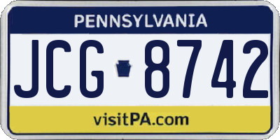 PA license plate JCG8742
