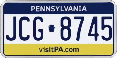 PA license plate JCG8745