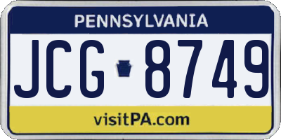 PA license plate JCG8749