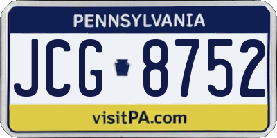 PA license plate JCG8752