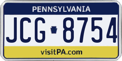PA license plate JCG8754