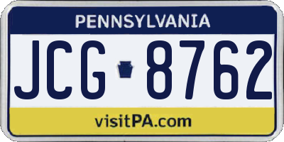 PA license plate JCG8762