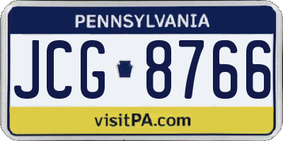 PA license plate JCG8766