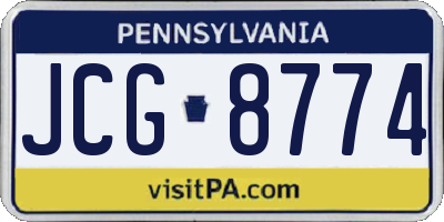 PA license plate JCG8774