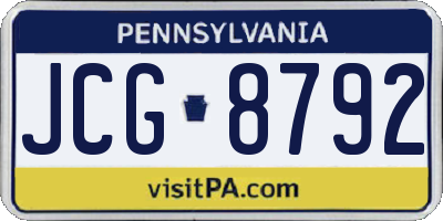 PA license plate JCG8792