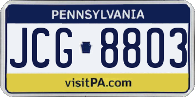 PA license plate JCG8803