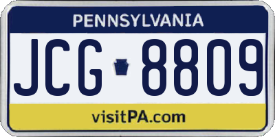 PA license plate JCG8809