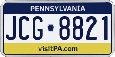 PA license plate JCG8821