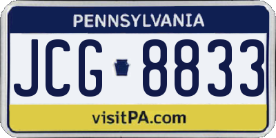 PA license plate JCG8833