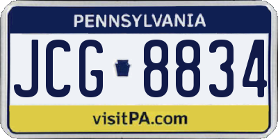 PA license plate JCG8834