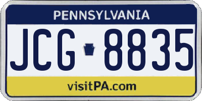 PA license plate JCG8835