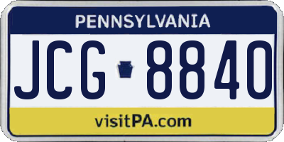 PA license plate JCG8840