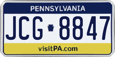 PA license plate JCG8847