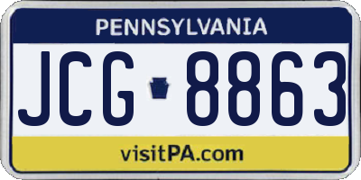 PA license plate JCG8863