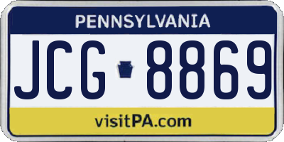 PA license plate JCG8869