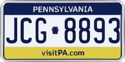 PA license plate JCG8893