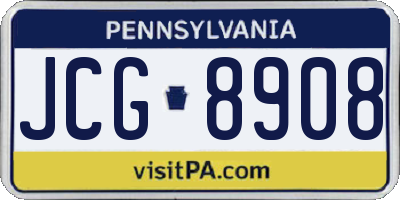 PA license plate JCG8908