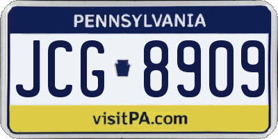 PA license plate JCG8909