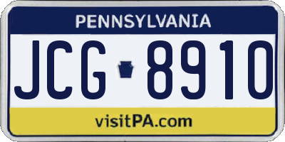 PA license plate JCG8910