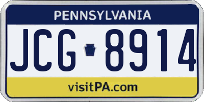 PA license plate JCG8914