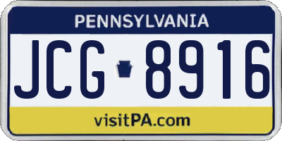 PA license plate JCG8916