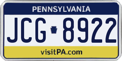 PA license plate JCG8922