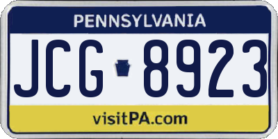 PA license plate JCG8923