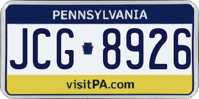 PA license plate JCG8926