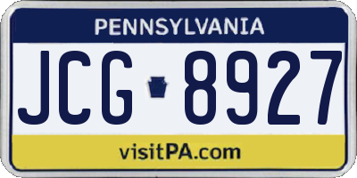 PA license plate JCG8927