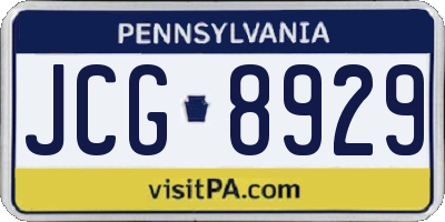 PA license plate JCG8929