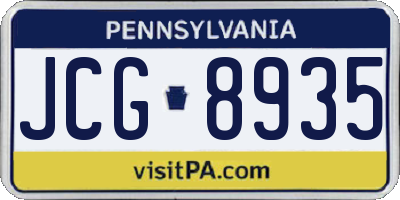 PA license plate JCG8935