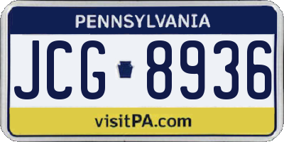 PA license plate JCG8936