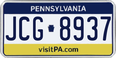 PA license plate JCG8937