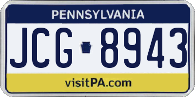 PA license plate JCG8943
