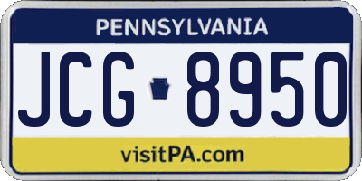 PA license plate JCG8950