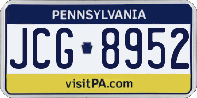 PA license plate JCG8952
