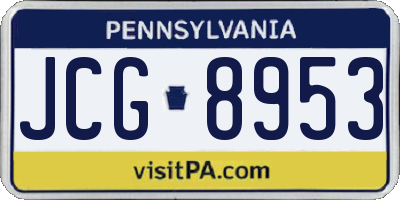 PA license plate JCG8953