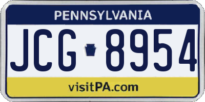 PA license plate JCG8954