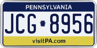 PA license plate JCG8956