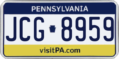 PA license plate JCG8959