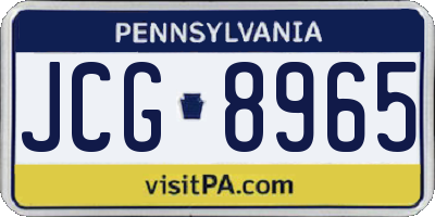 PA license plate JCG8965