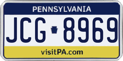 PA license plate JCG8969