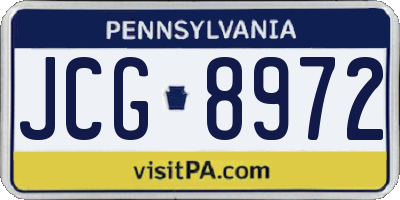 PA license plate JCG8972