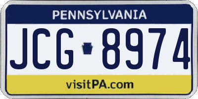 PA license plate JCG8974