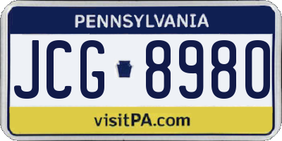 PA license plate JCG8980